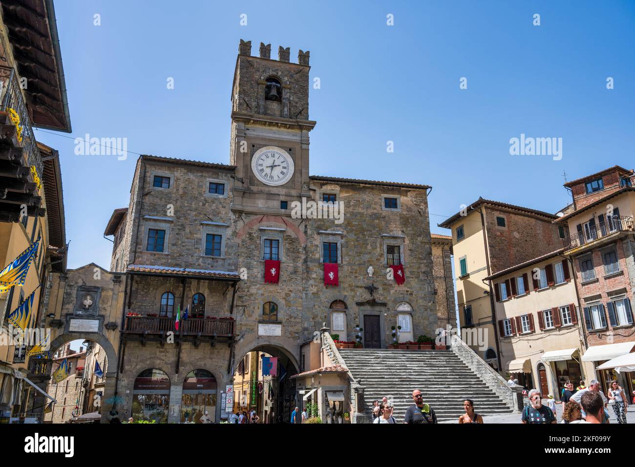 Palazzo Comunale (Town Hall) on Piazza della Repubblica in hilltop town of Cortona in Tuscany, Italy Stock Photo