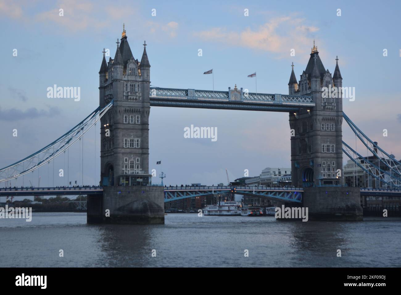 London landmark Towerbridge at dawn, a famous sight in the UK Stock