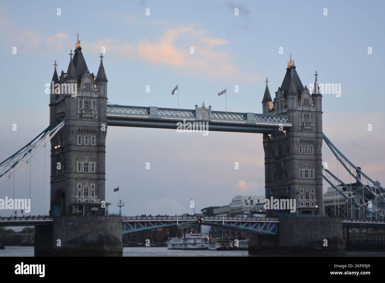 London landmark Towerbridge at dawn, a famous sight in the UK Stock Photo