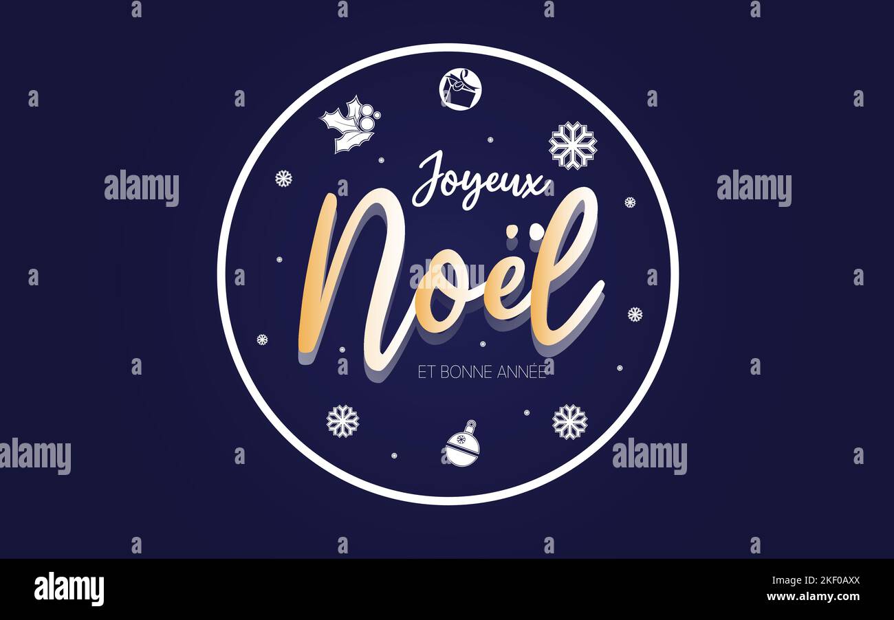 noel joyeux xmas french tex Stock Vector