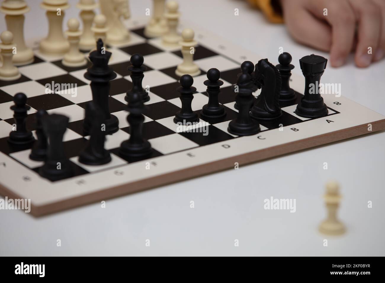 Blonde Caucasian Boy Thinking of a Next Chess Move Playing Chess. Strategy,  Planning Concept Stock Image - Image of queen, people: 207341503