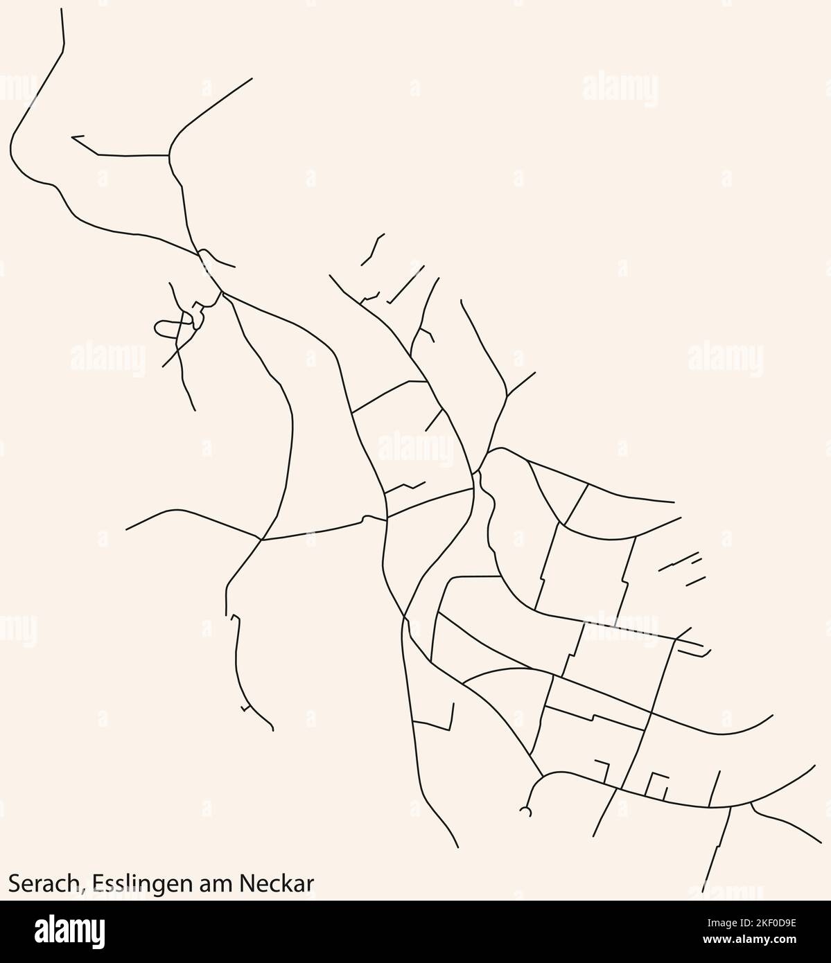 Street roads map of the SERACH MUNICIPALITY, ESSLINGEN Stock Vector