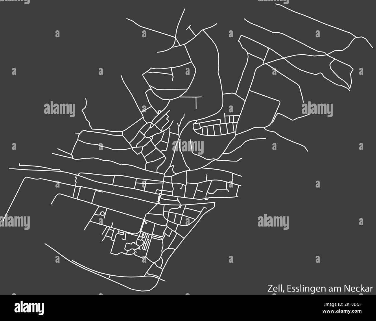 Street roads map of the ZELL MUNICIPALITY, ESSLINGEN Stock Vector Image