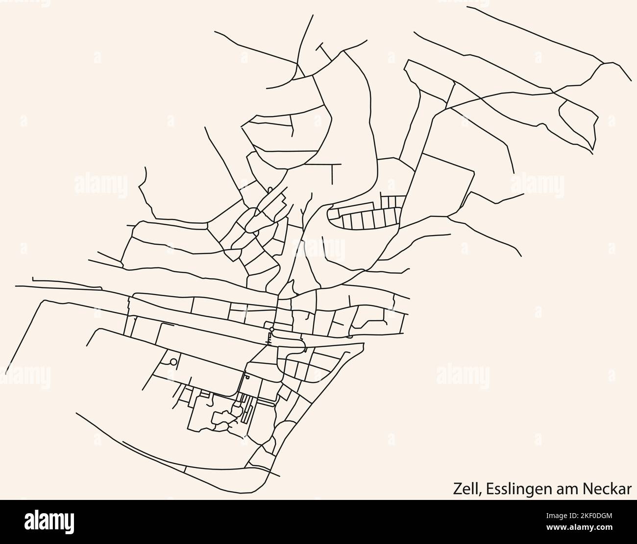 Street roads map of the ZELL MUNICIPALITY, ESSLINGEN Stock Vector Image