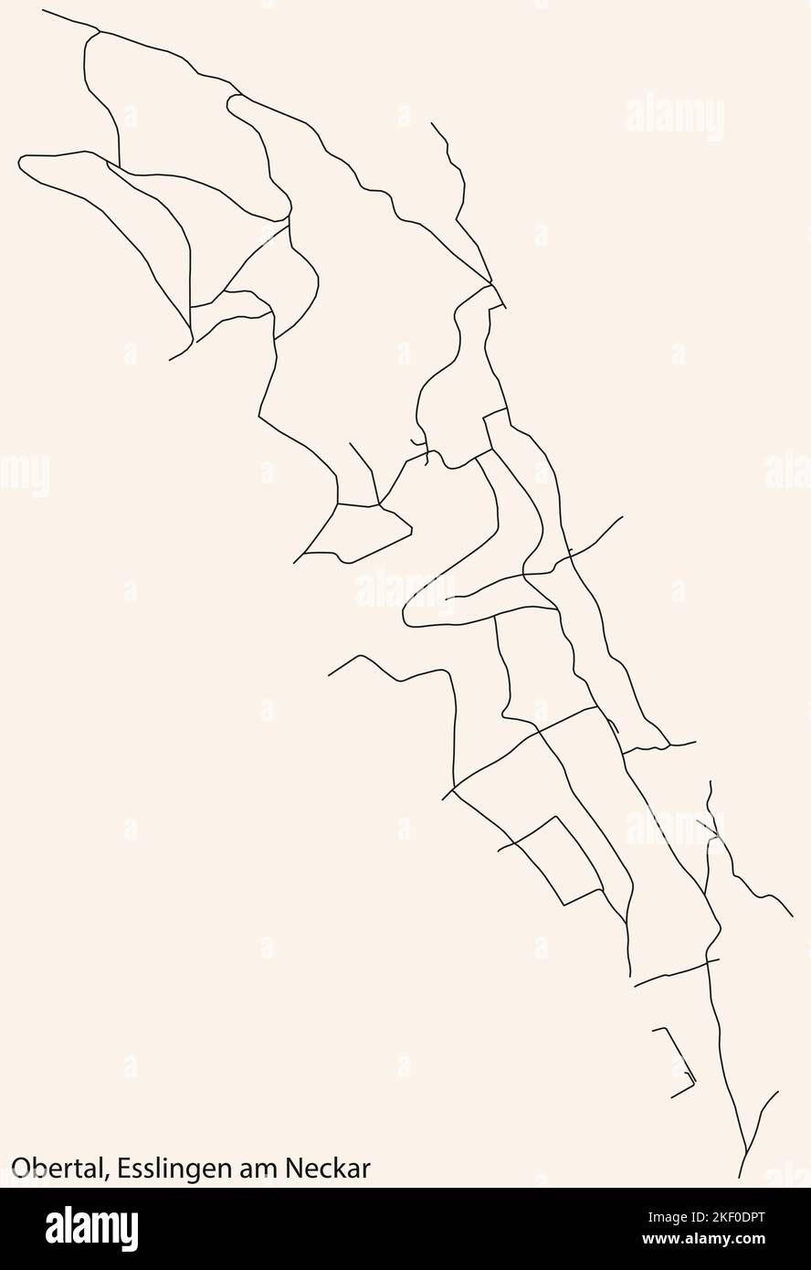 Street roads map of the OBERTAL MUNICIPALITY, ESSLINGEN Stock Vector