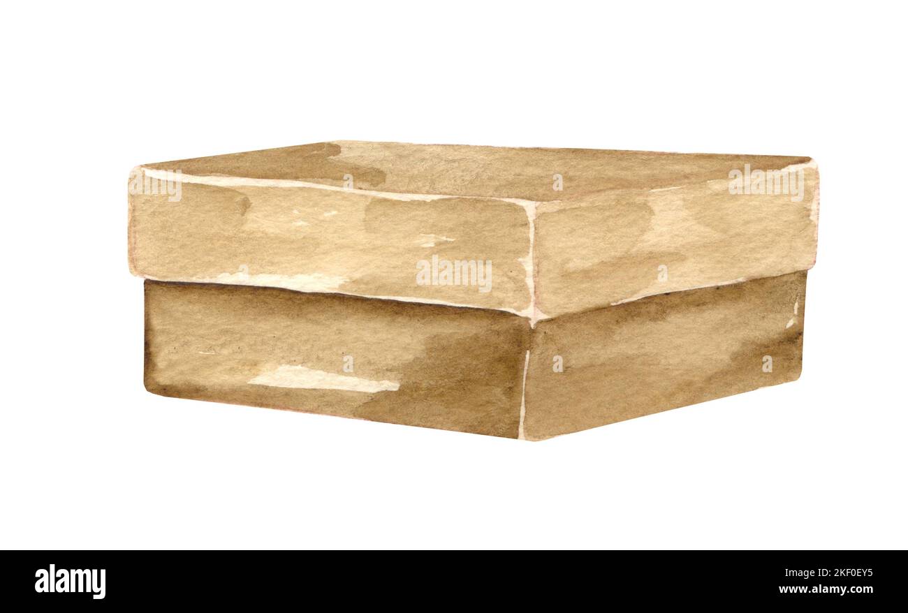 watercolor craft paper post box illustration isolated. For packaging ...