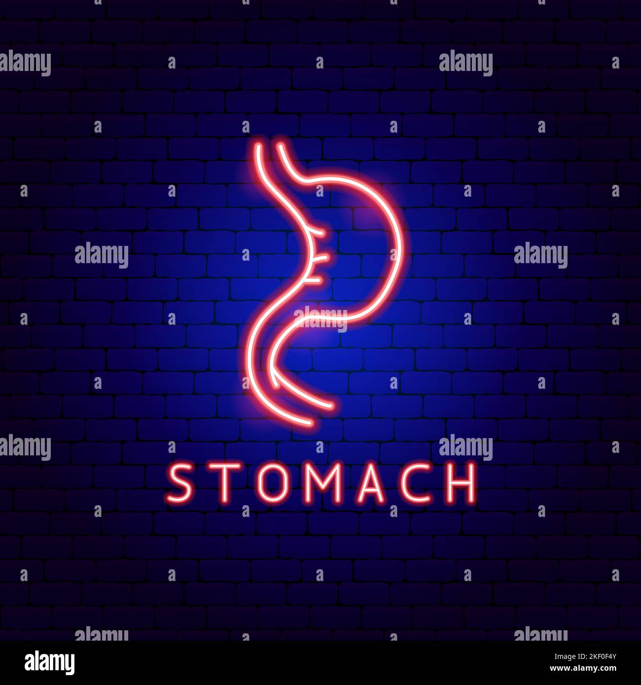Stomach Neon Label Stock Vector