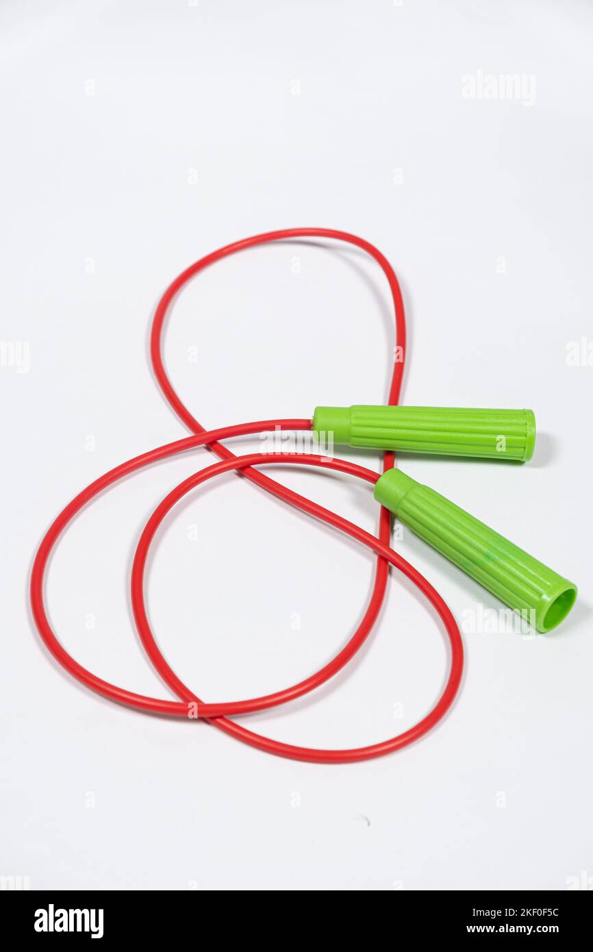 Red green rope on white background close-up Stock Photo