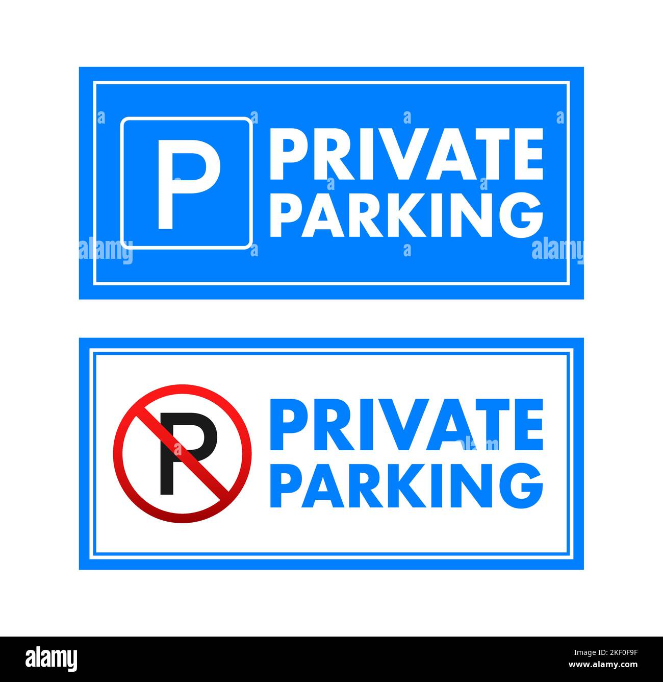 Private parking blue road sign, label. Vector stock illustration Stock