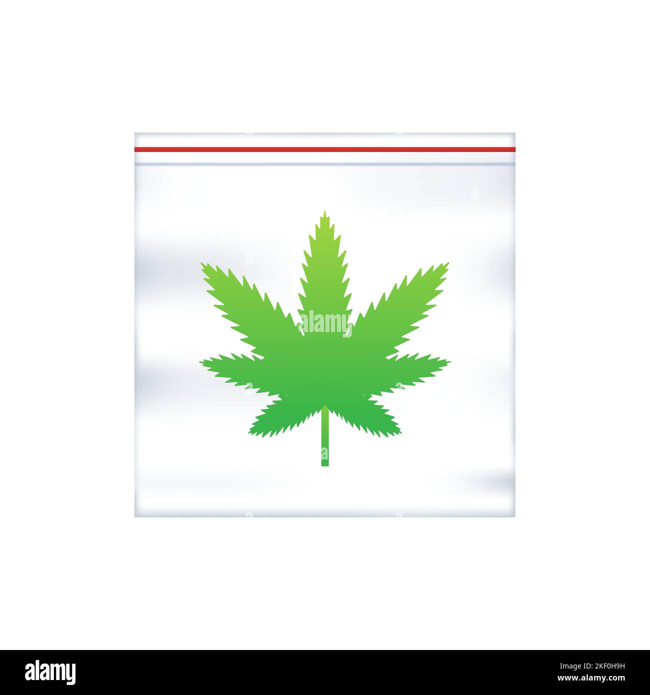 Plastic bag with weed, cannabis marijuana. Vector stock illustration