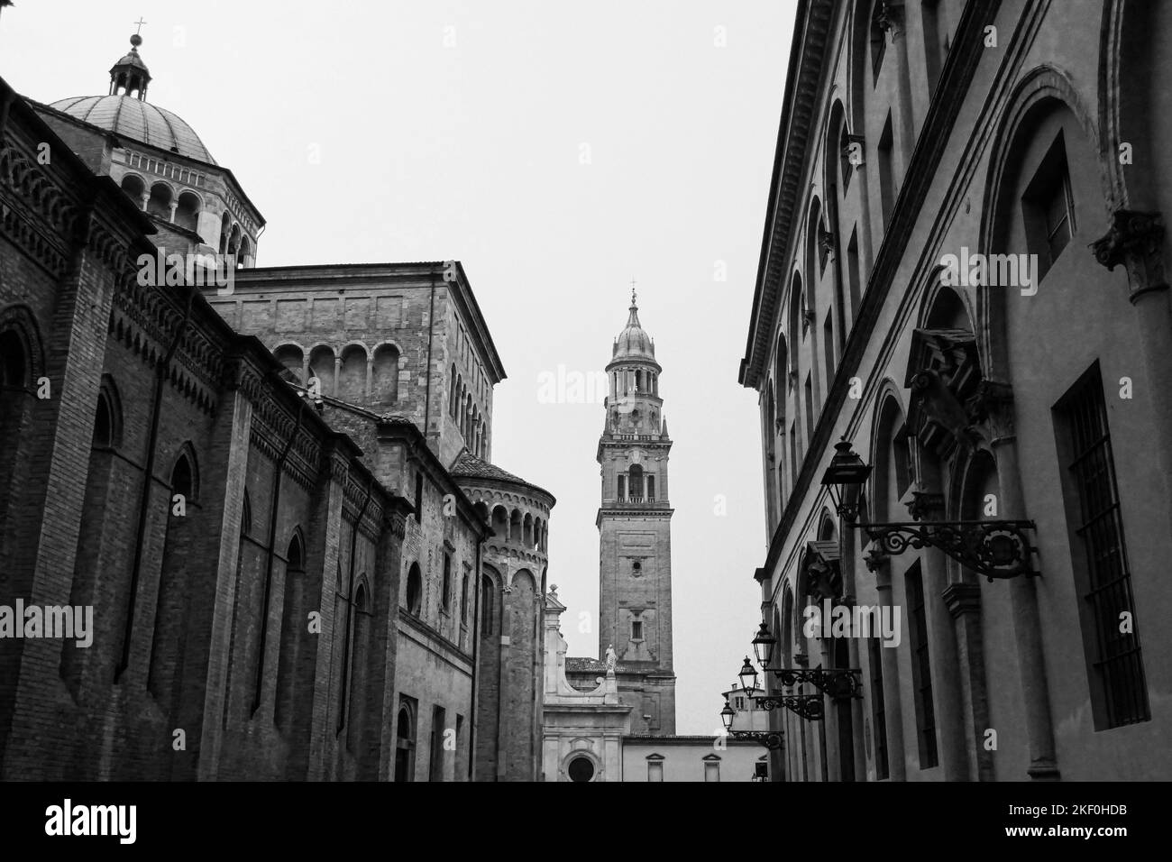 The Monastery and Church of San Giovanni Evangelista, Parma, Italy, in black and white Stock Photo