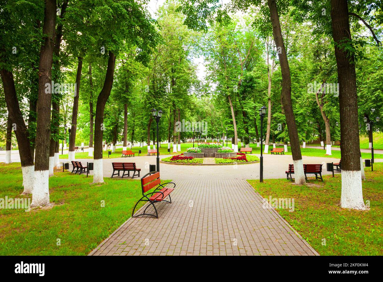 Main public park in the centre of Vladimir city, Golden Ring of Russia Stock Photo