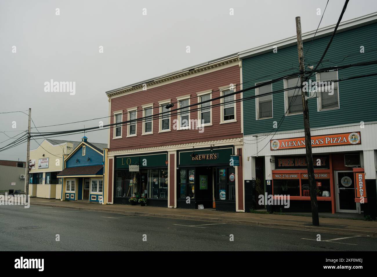 Buildings on Commercial Street, North Sydney, Nova Scotia, Canada Stock Photo