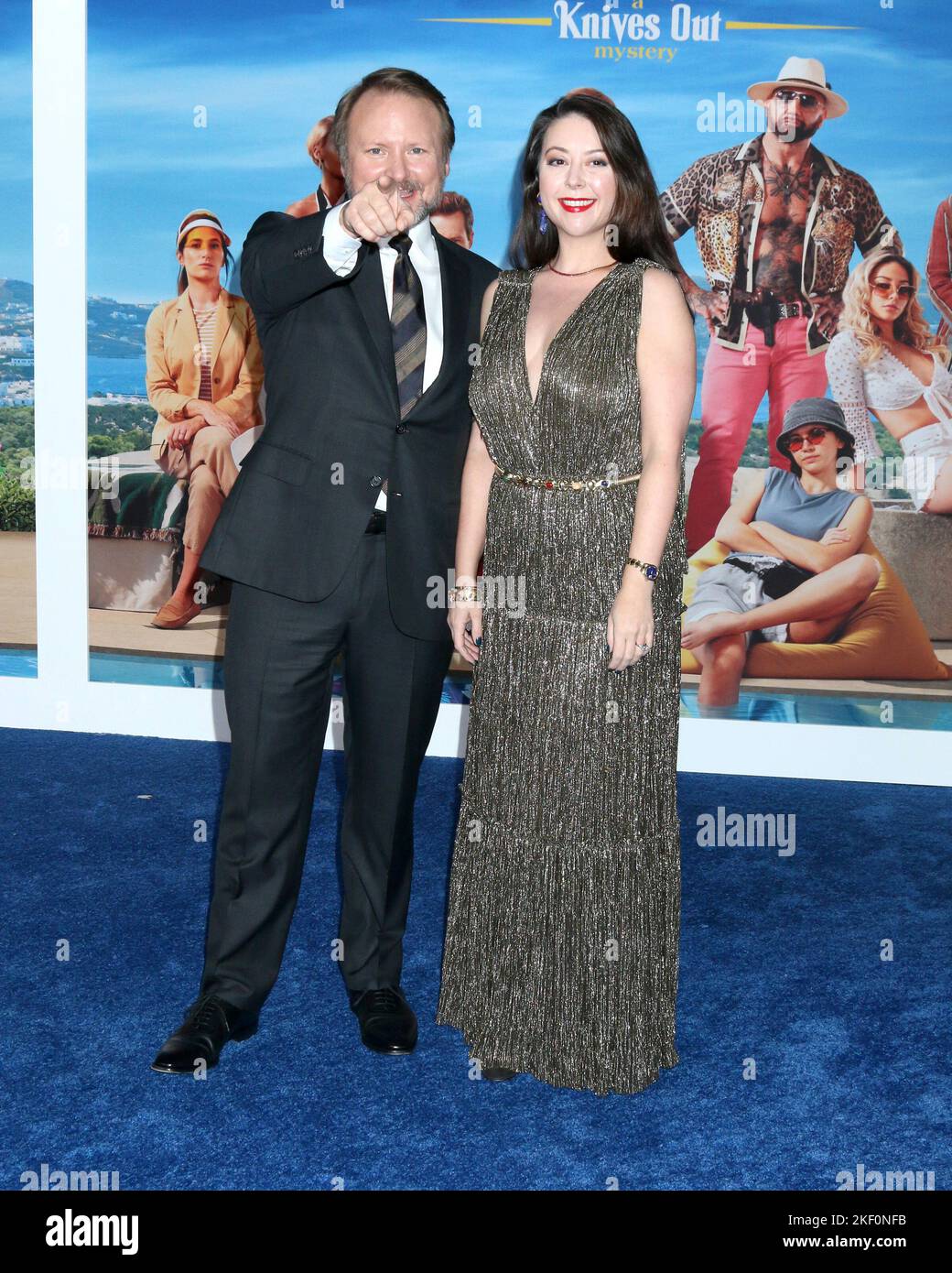 LOS ANGELES NOV 14 Rian Johnson, Karina Longworth at the "Glass