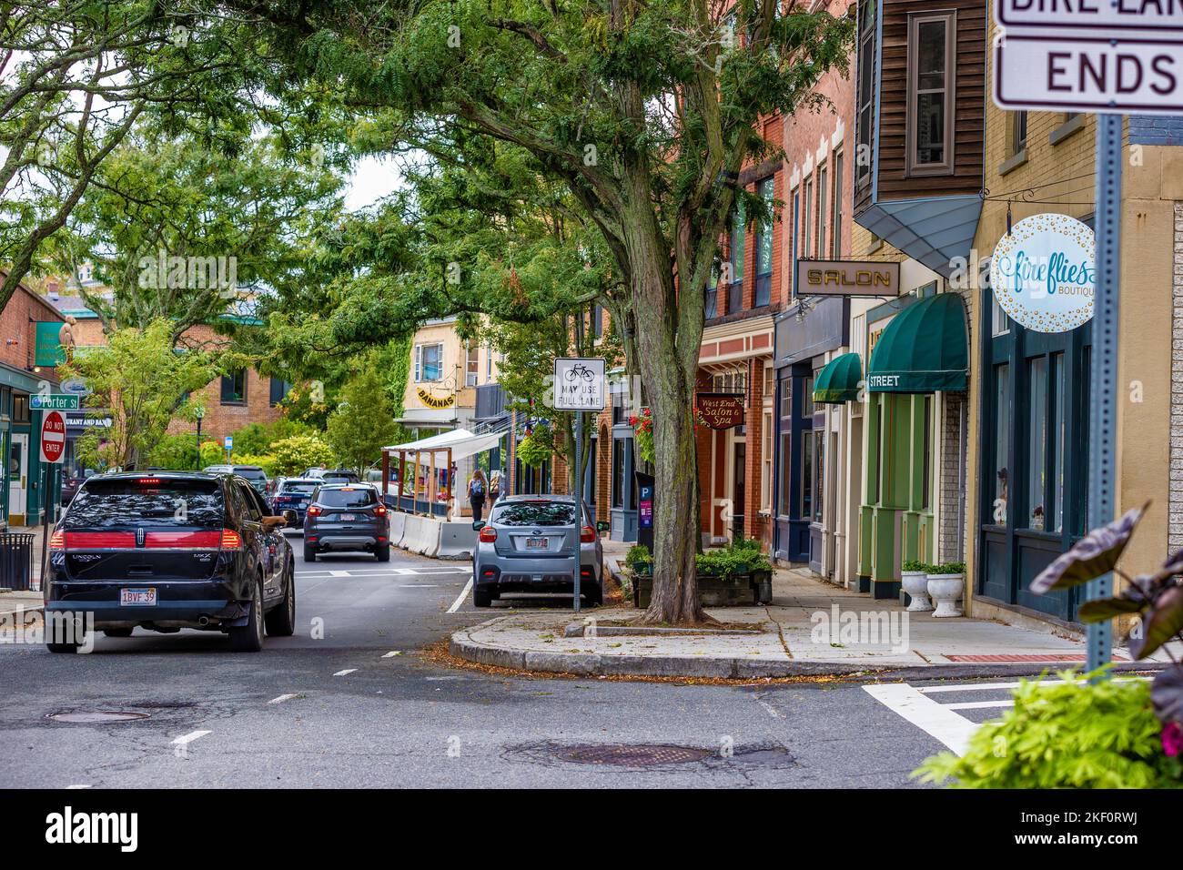 Gloucester, Massachusetts, USA, September 13, 2022 Downtwon street