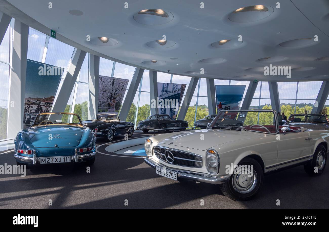 1950s sports car gallery, Mercedes Benz Museum, Stuttgart, Germany Stock Photo