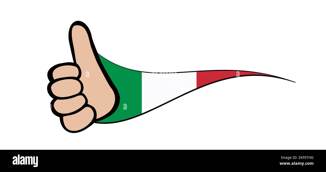 Cartoon drawing hand, thumbs up, top, super and germany flag. Italy or  italia, flags and fine, okay sign. Vector hands showing positive mood  symbol or Stock Photo - Alamy