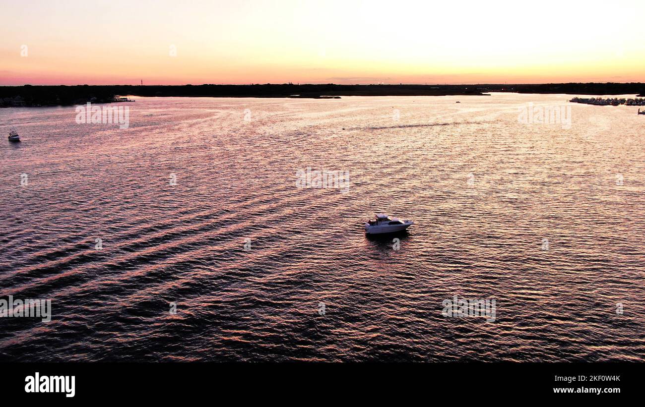 An aerial view of the sea at sunset Stock Photo - Alamy