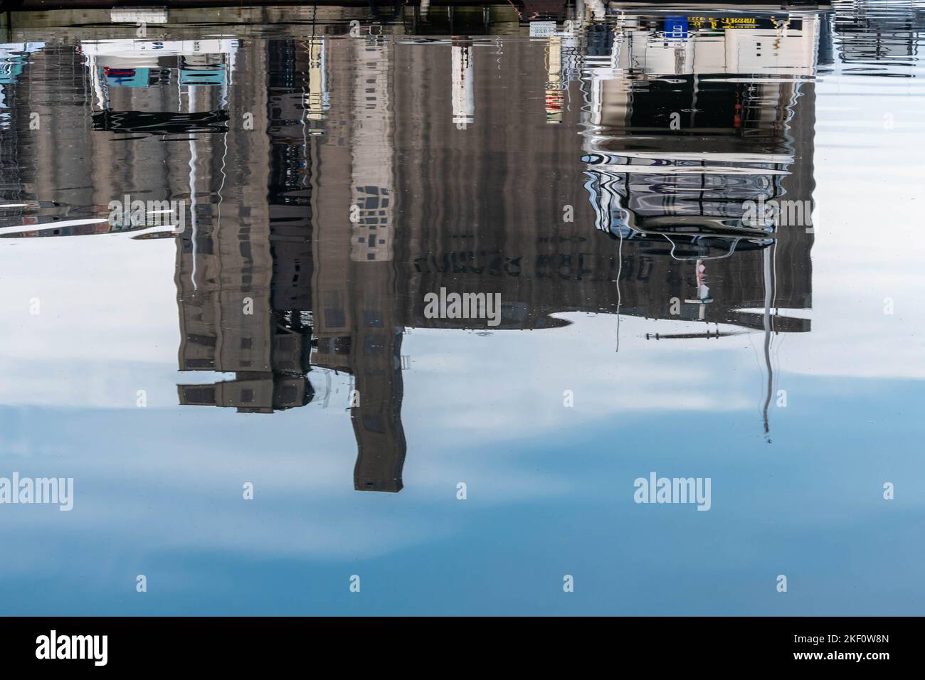 Canada Malting silos historical building reflection on the surface of lake Ontario at Toronto harbourfront Stock Photo