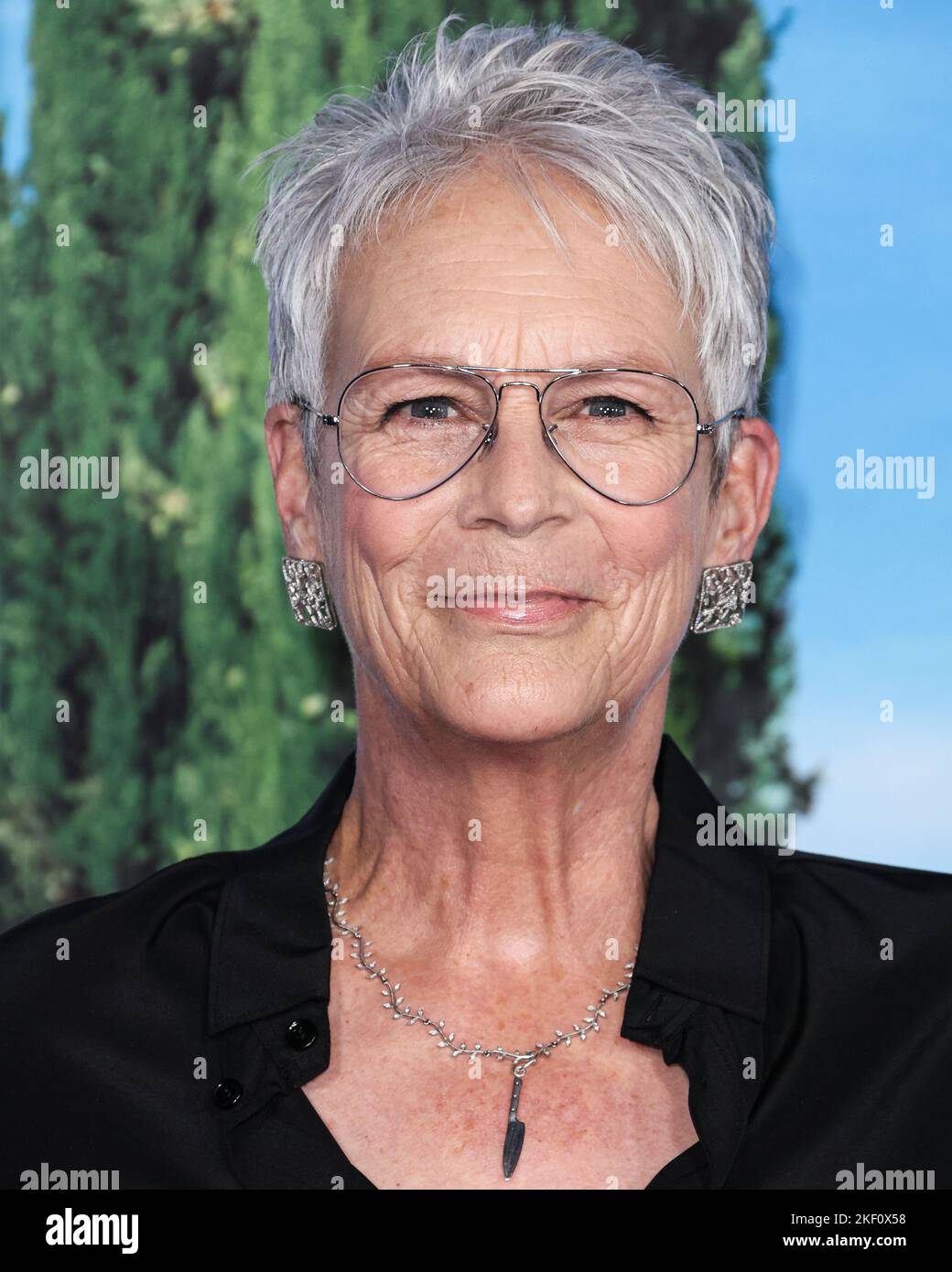 Los Angeles, California, United States. November 14, 2022,  American actress Jamie Lee Curtis arrives at the Los Angeles Premiere Of Netflix's 'Glass Onion: A Knives Out Mystery' held at the Academy Museum of Motion Pictures on November 14, 2022 in Los Angeles, California, United States. (Photo by Xavier Collin/Image Press Agency/NurPhoto) Credit: NurPhoto/Alamy Live News Stock Photo