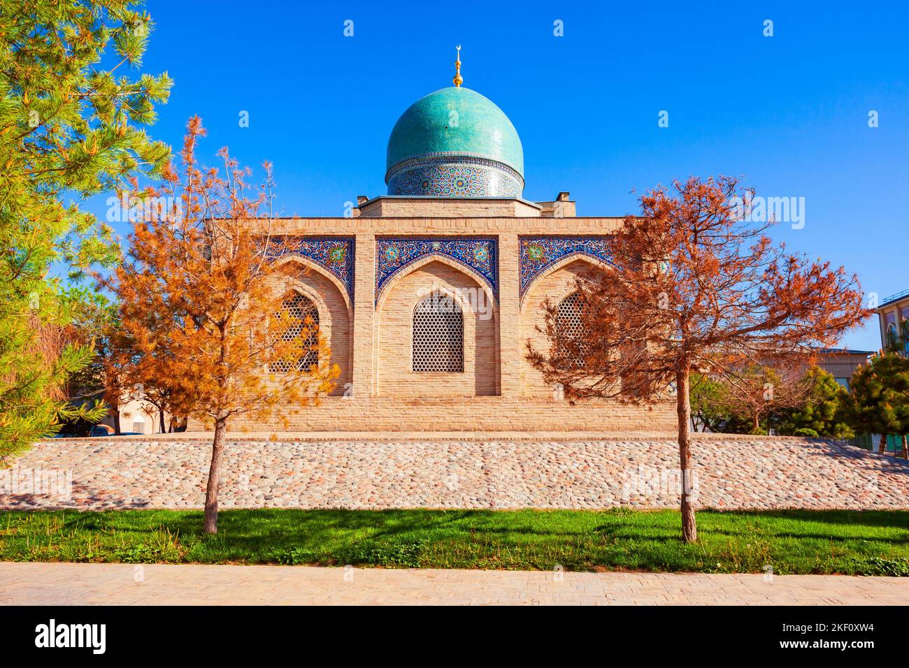 Hazrati Imam Mosque and Mubarak Madrasah complex in the center of Tashkent city in Uzbekistan Stock Photo