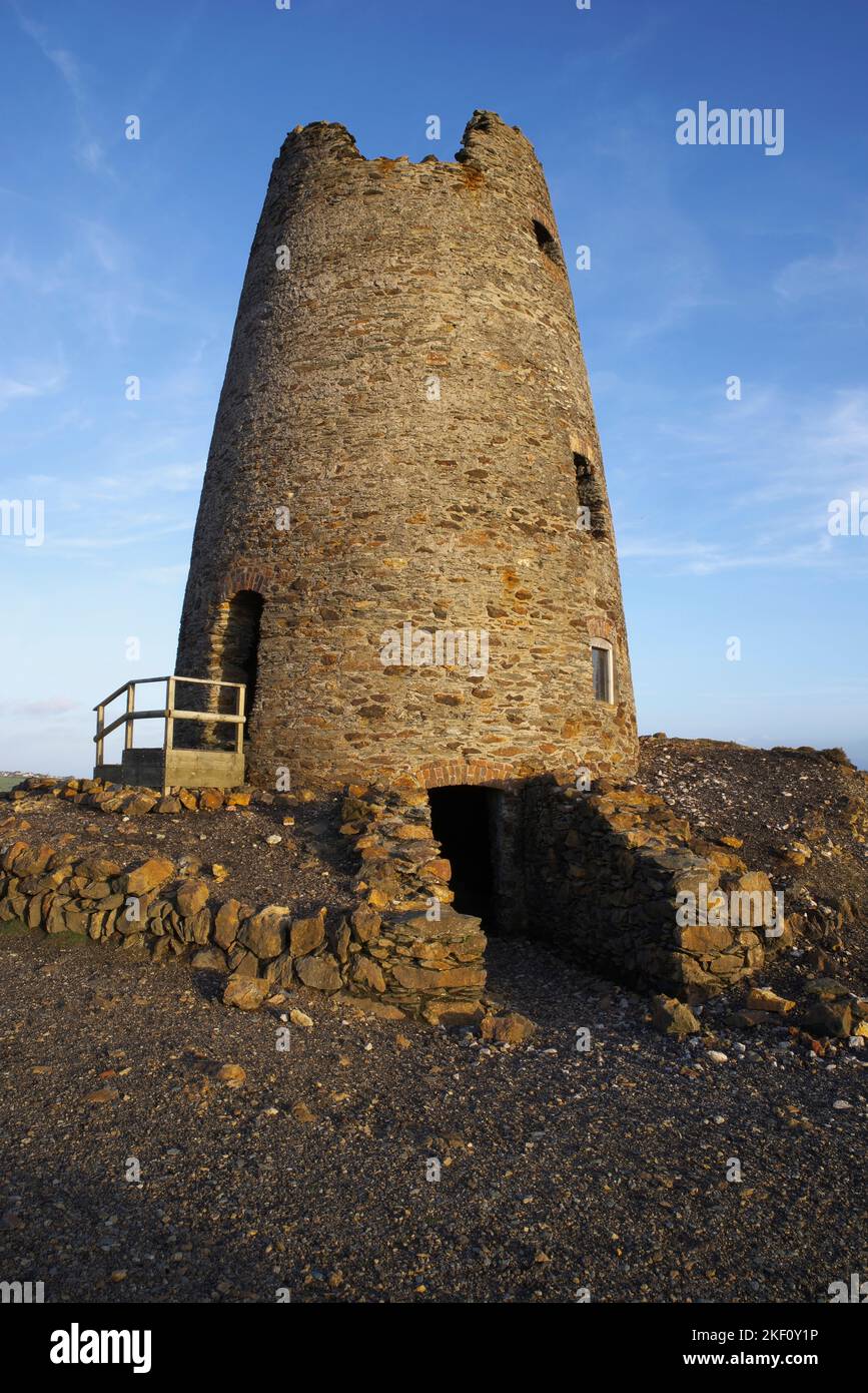 Pearl Engine House, Windmill, Parys Mountain, Amlwch, Anglesey, North Wales, United Kingdom. Stock Photo