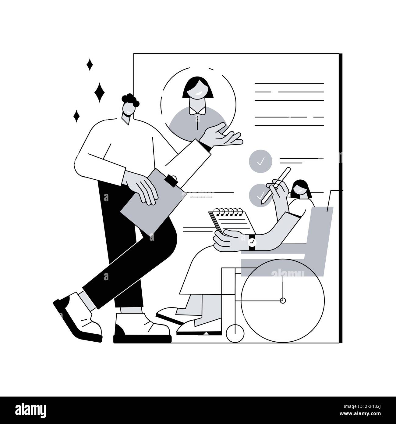 Disabled employment abstract concept vector illustration. Person with