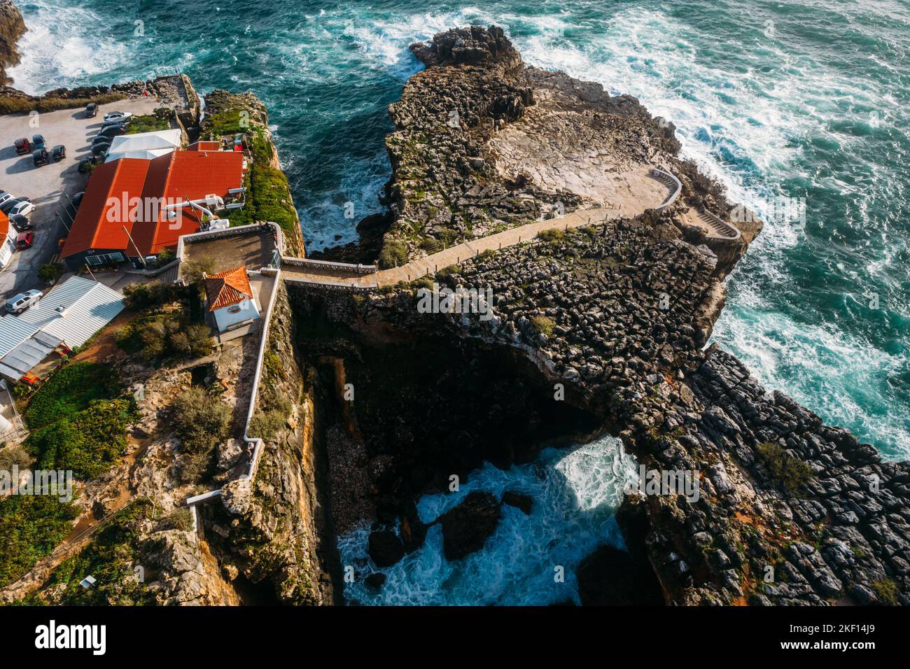 Aerial drone view of Boca do Inferno in Cascais, Portugal Stock Photo