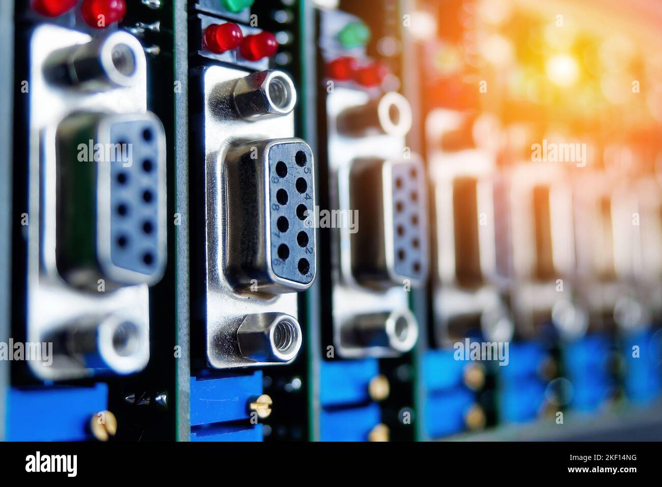 Board with chips, electronic chips, transistors and capacitors closeup