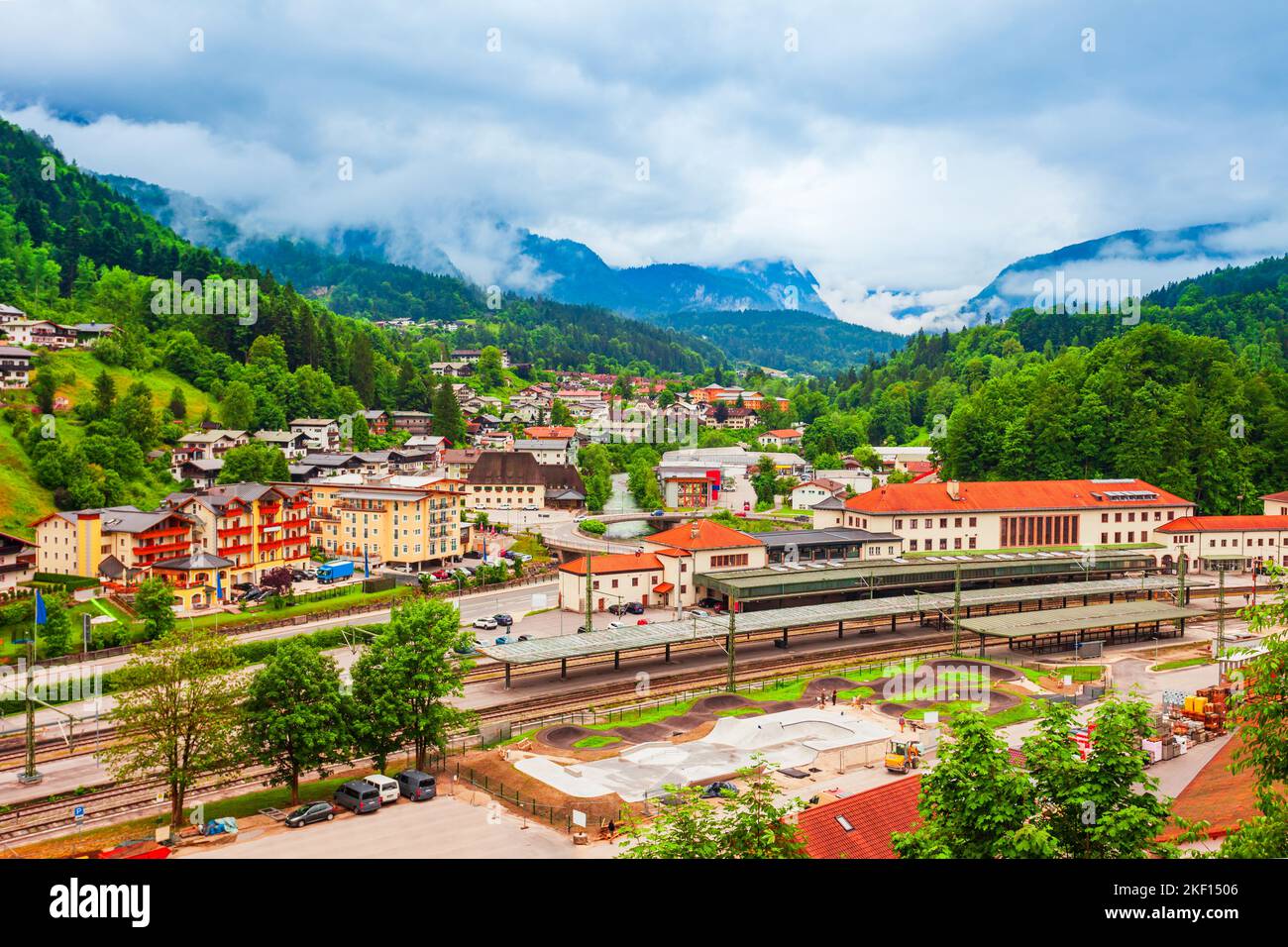 Berchtesgaden railway station in the Berchtesgaden town in Bavaria region of Germany Stock Photo