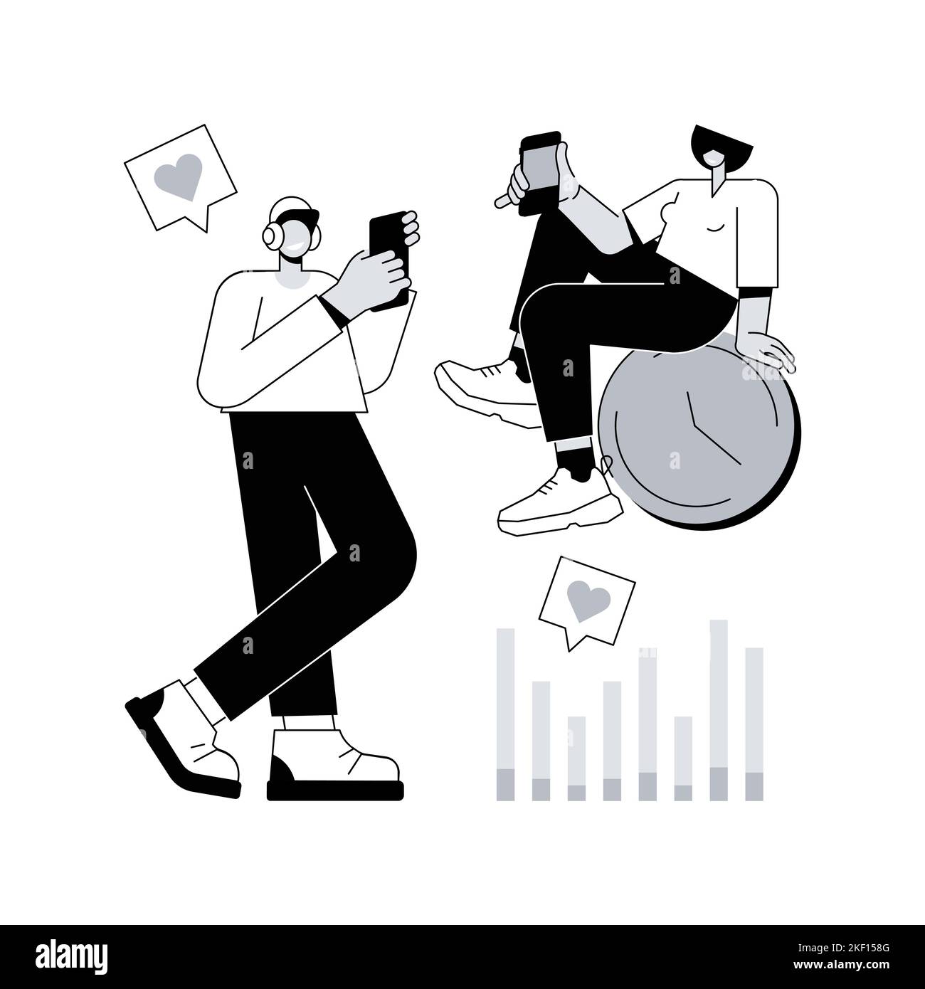 Screen addiction abstract concept vector illustration. Digital overload ...