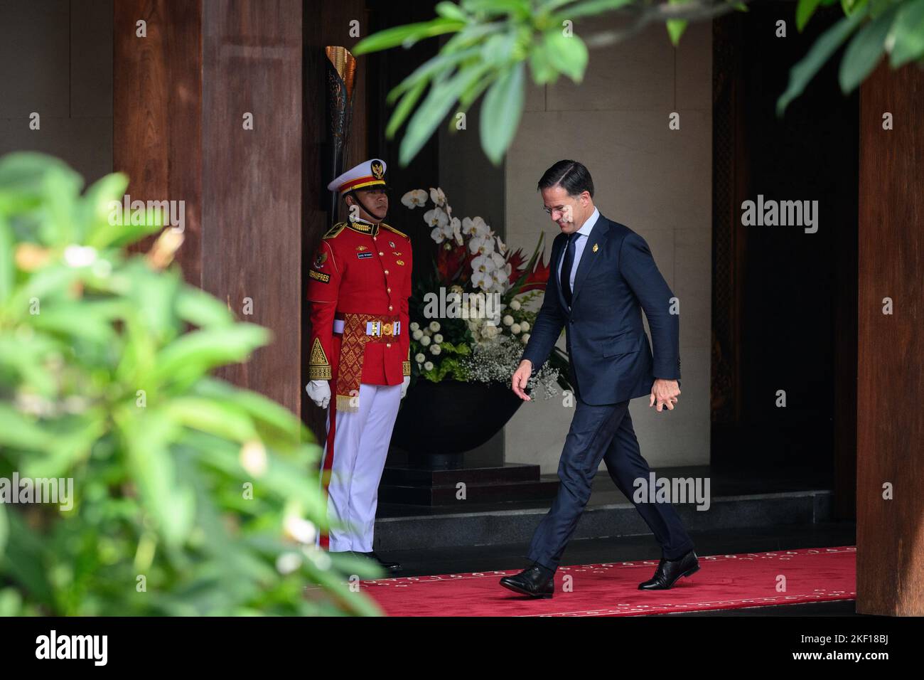 Prime Minister of the Netherlands Mark Rutte walks along the red carpet ...