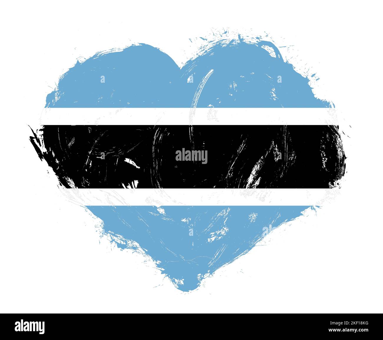Botswana flag in stroke brush heart shape on white background Stock ...