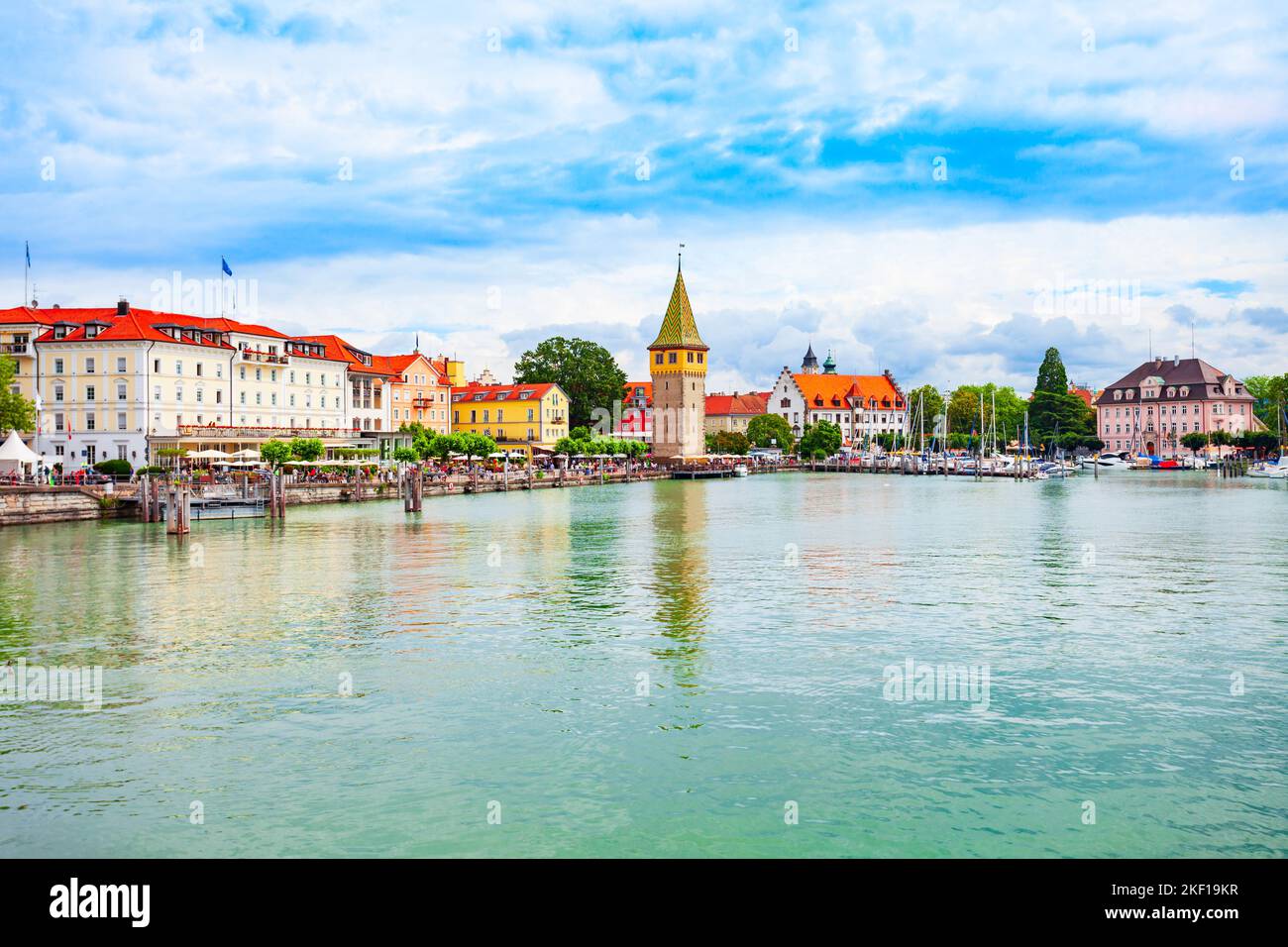 Lindau old town and harbor. Lindau is a major town and island on the