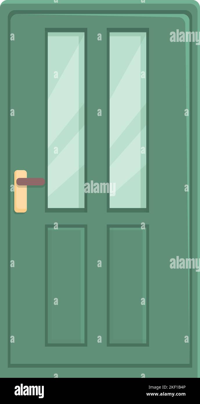 Green wooden door icon cartoon vector. Home exterior. Wood house Stock ...