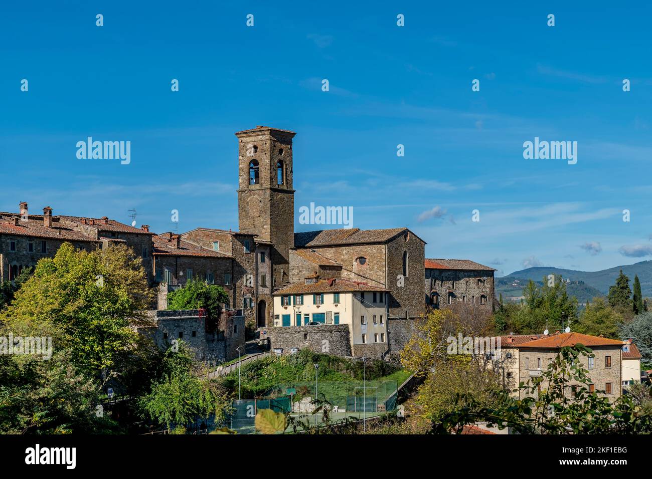 The ancient church of San Fedele in the historic center of Poppi, Arezzo, Italy Stock Photo