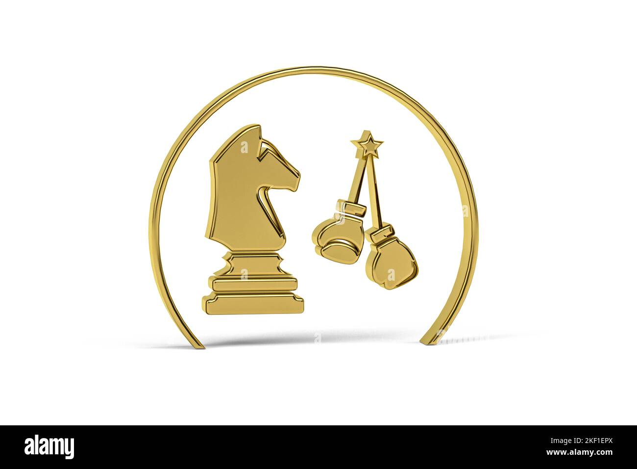Golden 3d chess boxing icon isolated on white background - 3D render ...