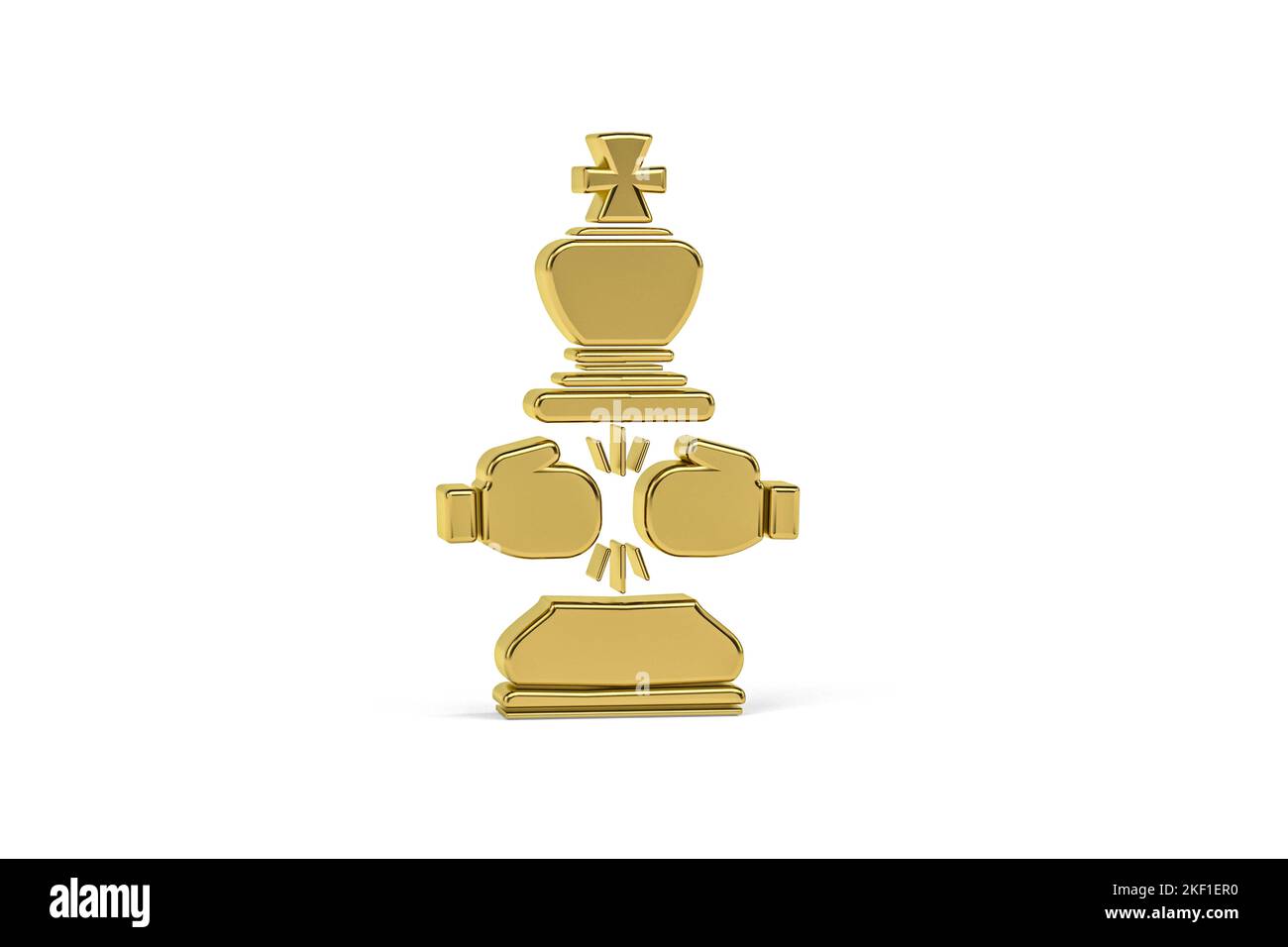 Golden 3d chess boxing icon isolated on white background - 3D render ...