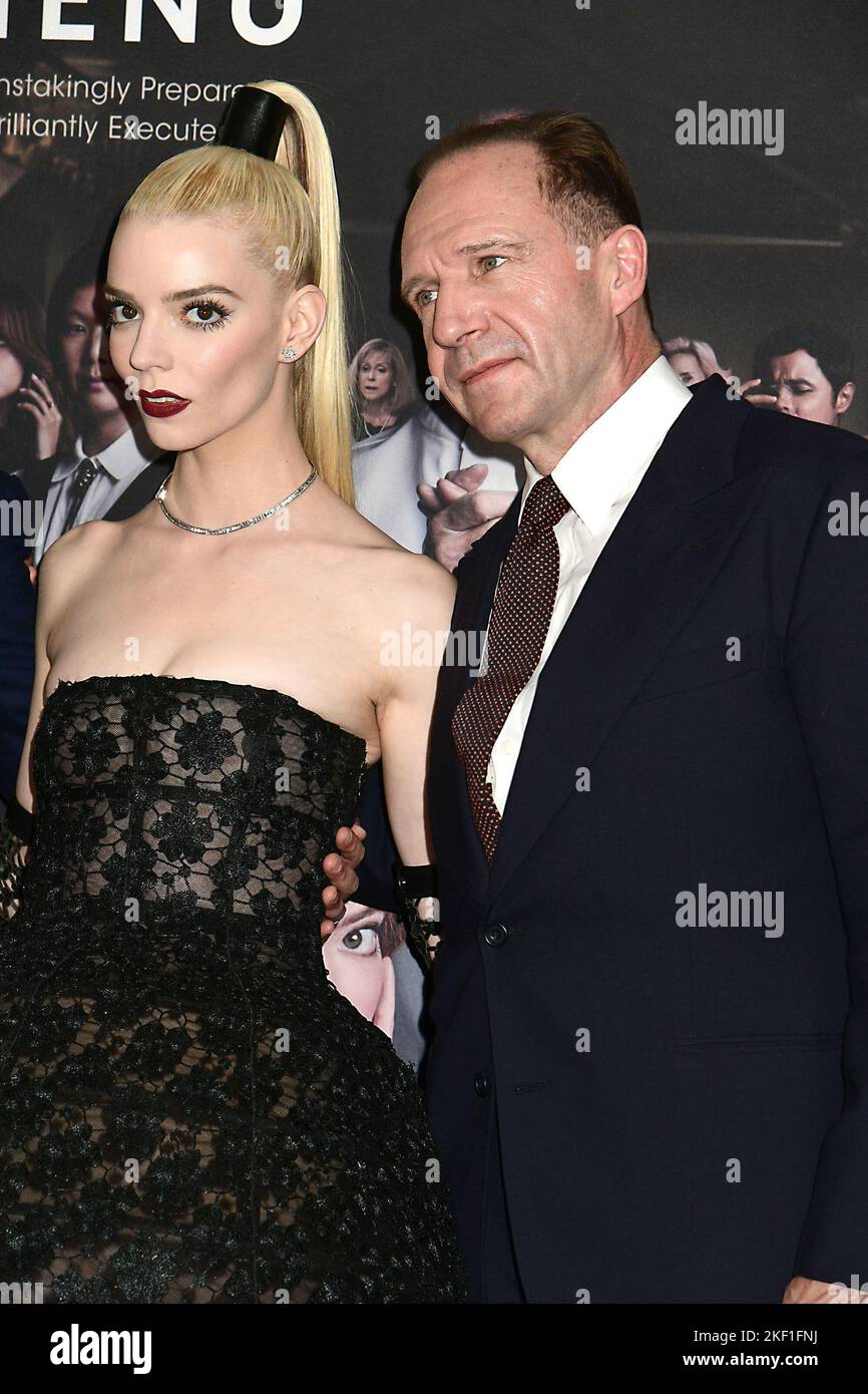 Anya Taylor-Joy, in black Dior dress, & Ralph Fiennes attend the New ...