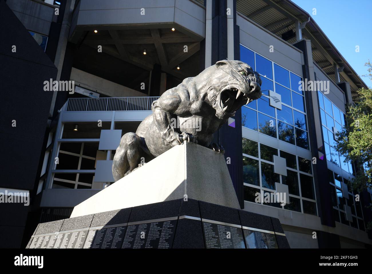 A general overall view of Carolina Panthers statue at Bank of America ...