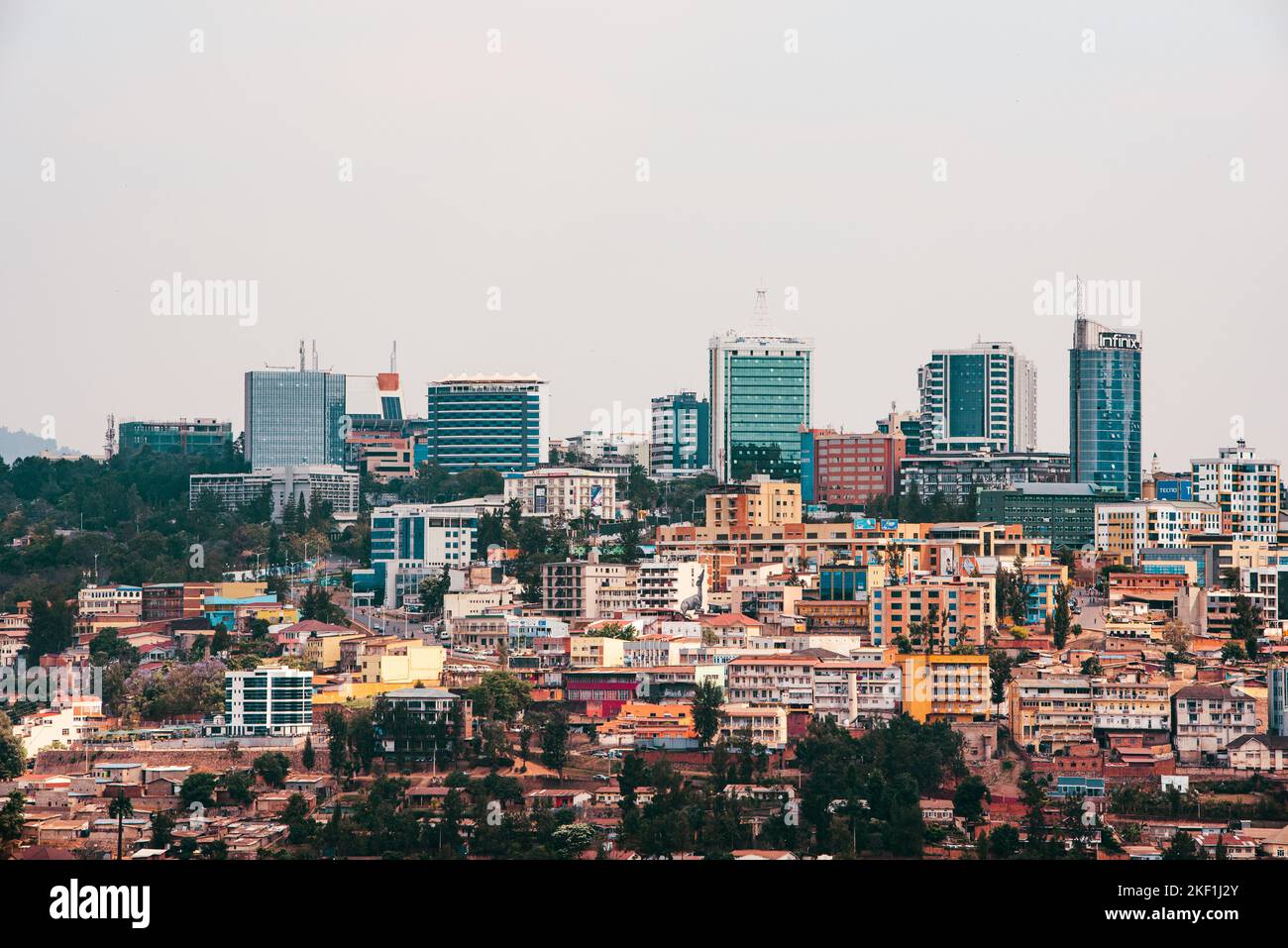 Kigali, Rwanda - August 17 2022: A view of the Kigali skyline taken from Gisozi. Stock Photo