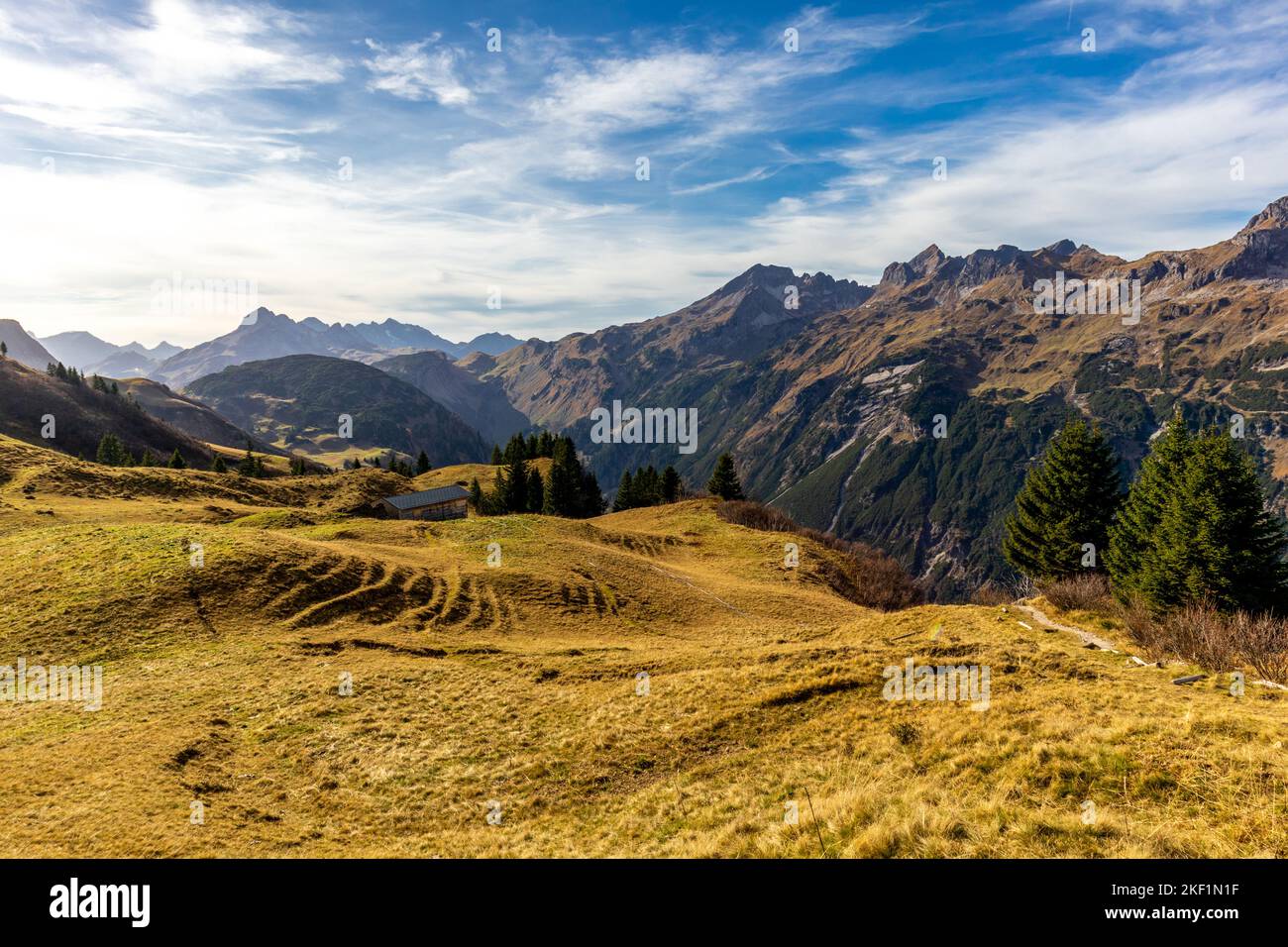Small autumn hike through the beautiful landscape in the Allgäu near ...