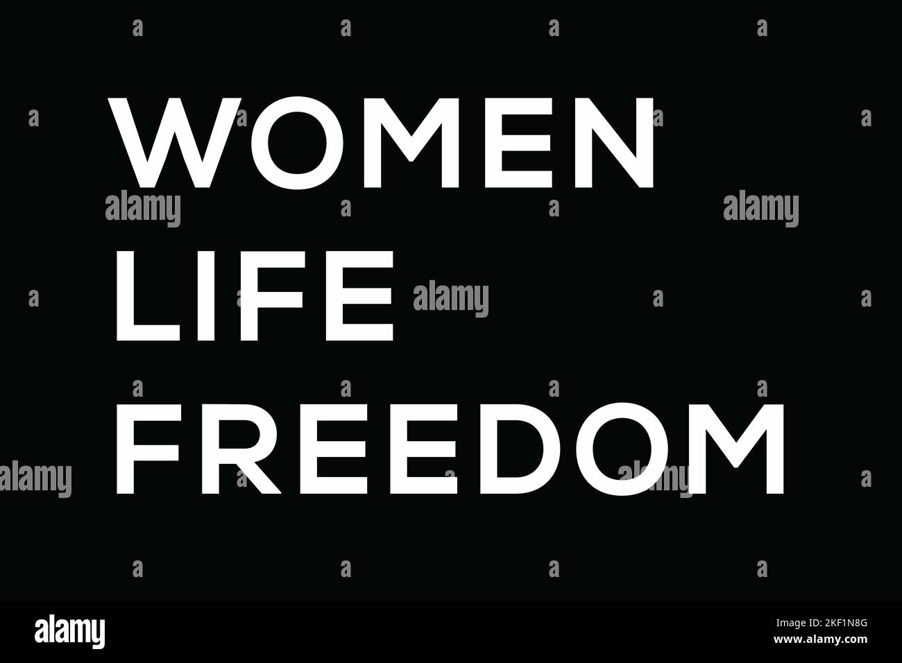 Woman Life Freedom. Free women in Iran. Protest concept. Slogan, banner, poster design. Stock Photo