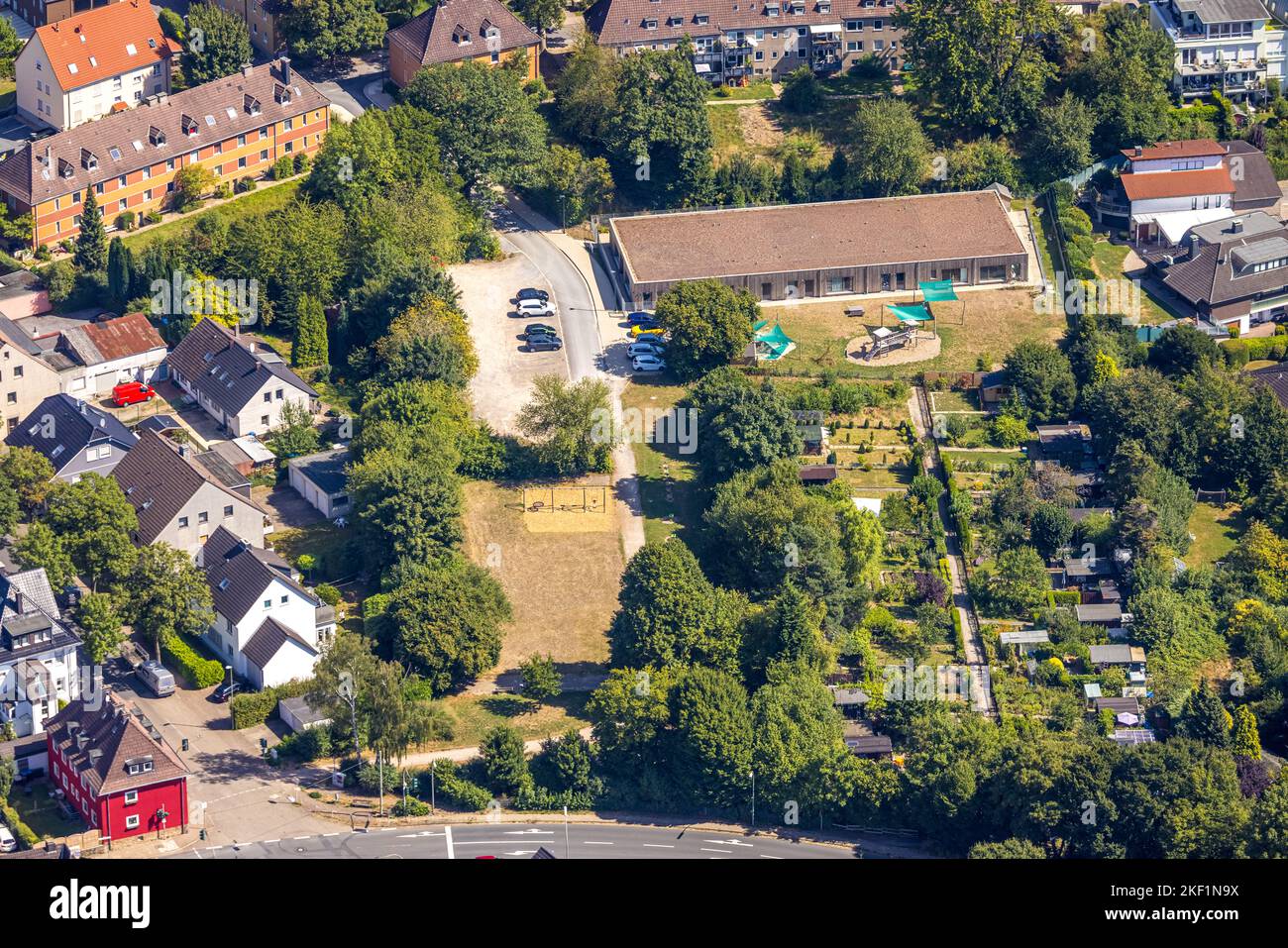 Aerial view, new building kindergarten, Am Rosenberg, timber Bildidee 