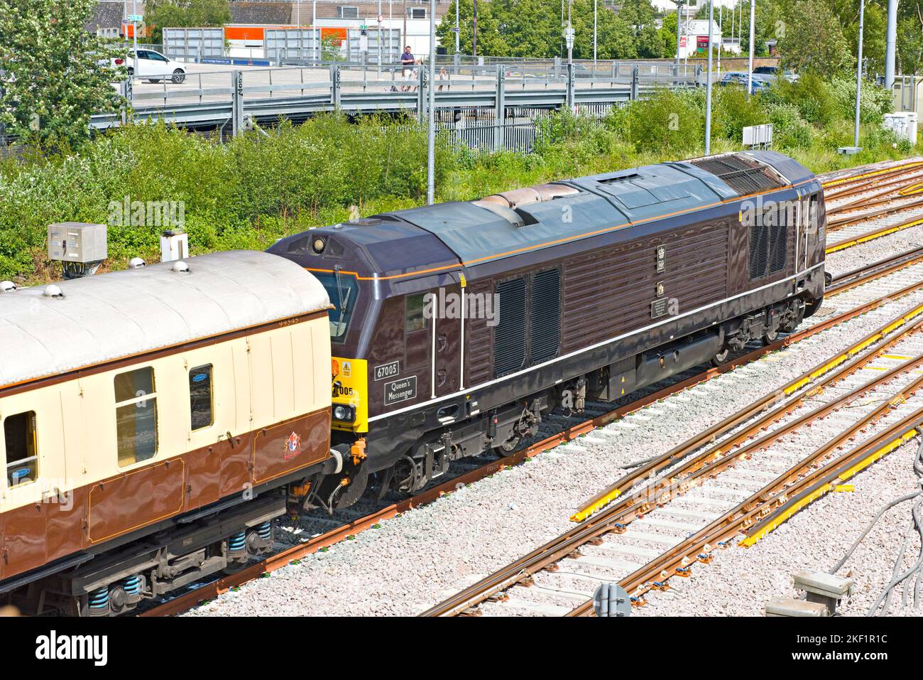 Special luxury pullman train passing Tonbridge in Kent, UK Stock Photo