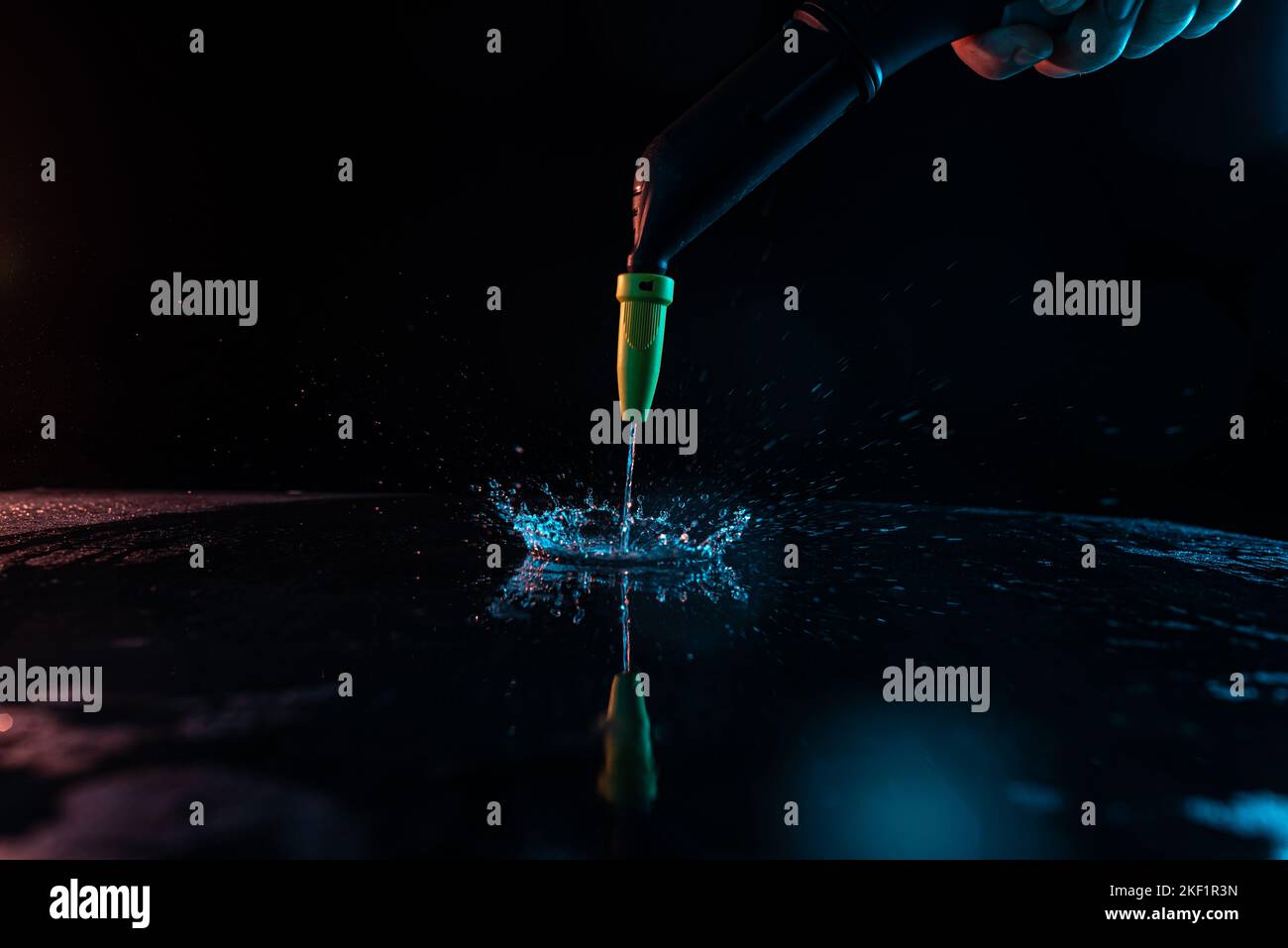 Splash water with steam clean. Cleaning steam Stock Photo Alamy