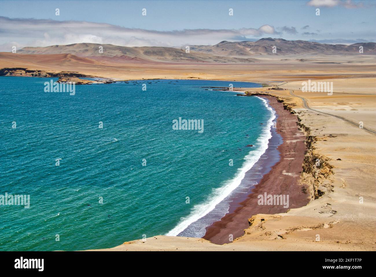 The Pacific Ocean meets the desert in Paracas, Peru, with the ...