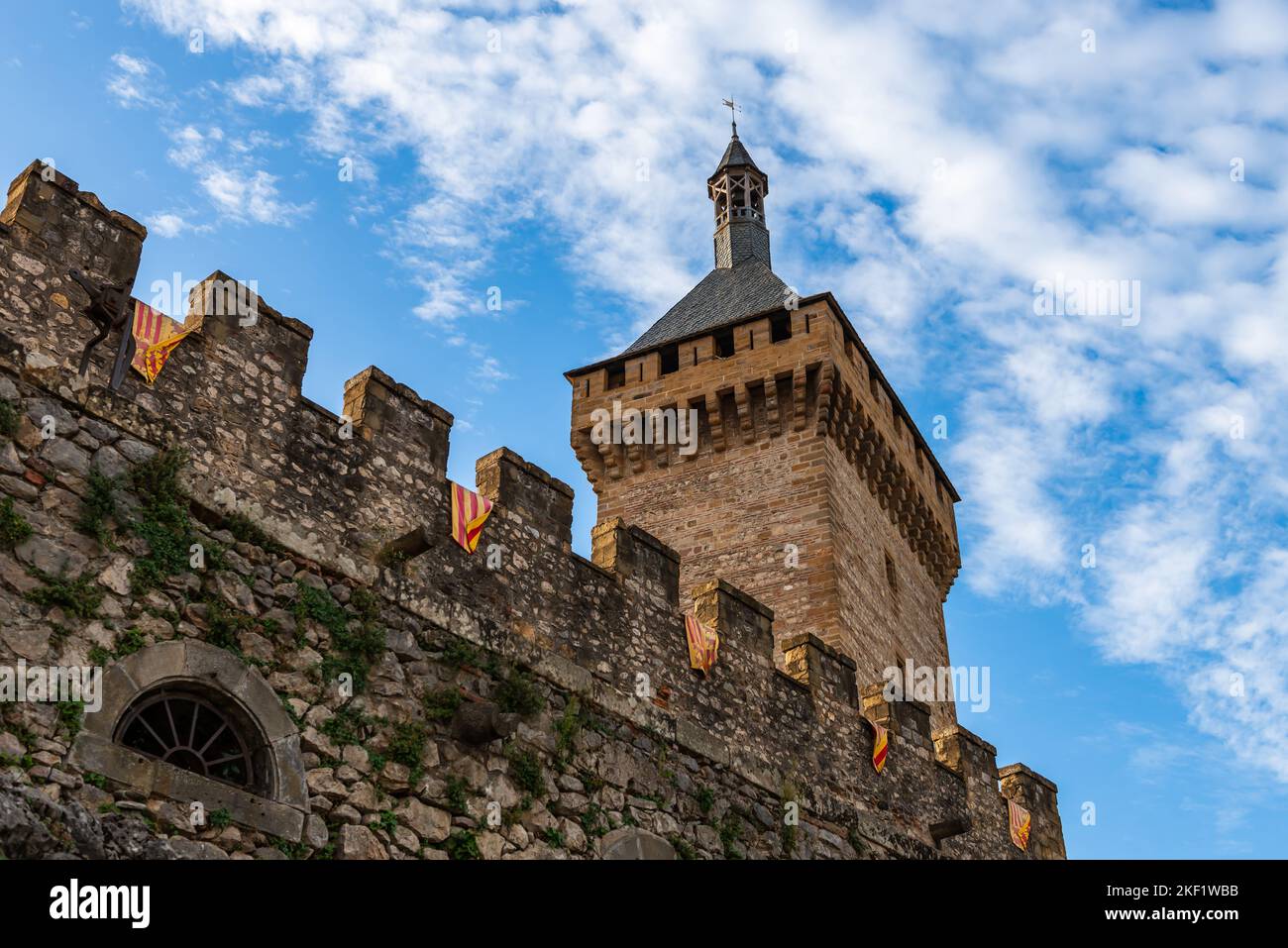 Towers of the medieval castle of Foix, in Ariège, in Occitanie, France ...