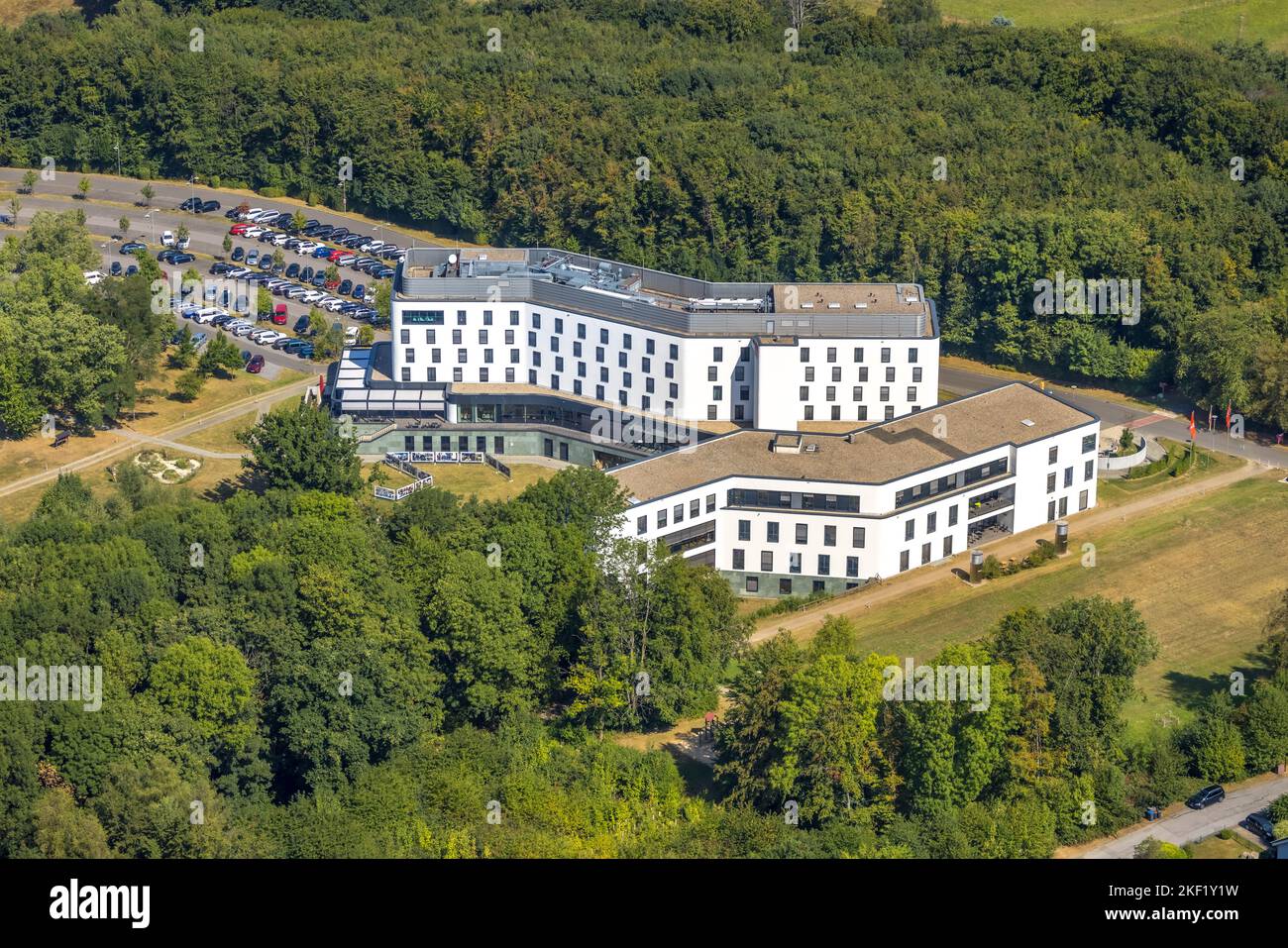 Aerial view, IG-Metall education center, Obersprockhövel, Sprockhövel, Ruhr area, North Rhine-Westphalia, Germany, Education, Educational institution, Stock Photo