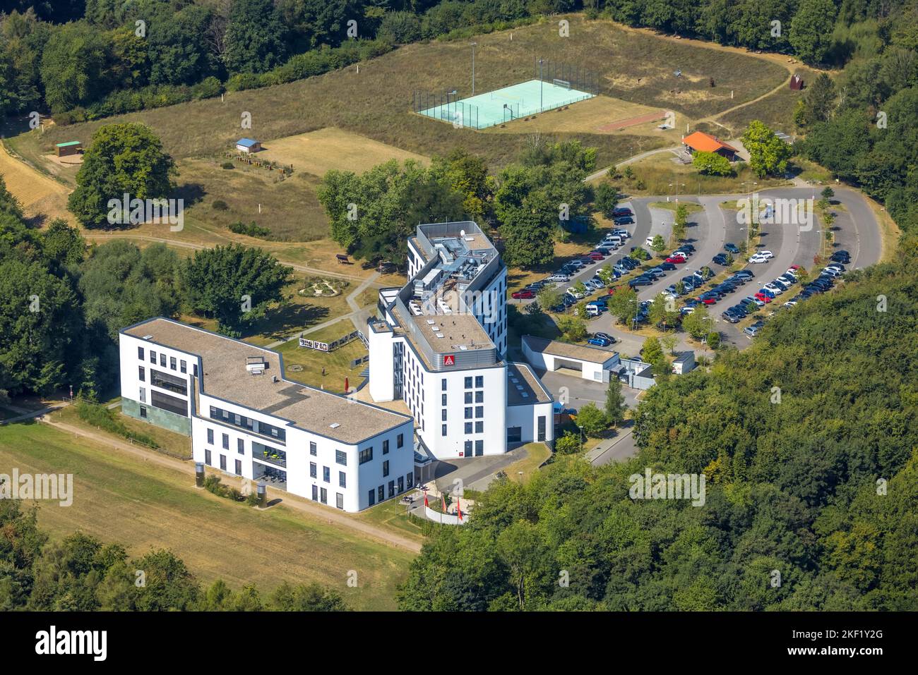 Aerial view, IG-Metall education center, Obersprockhövel, Sprockhövel, Ruhr area, North Rhine-Westphalia, Germany, Education, Educational institution, Stock Photo